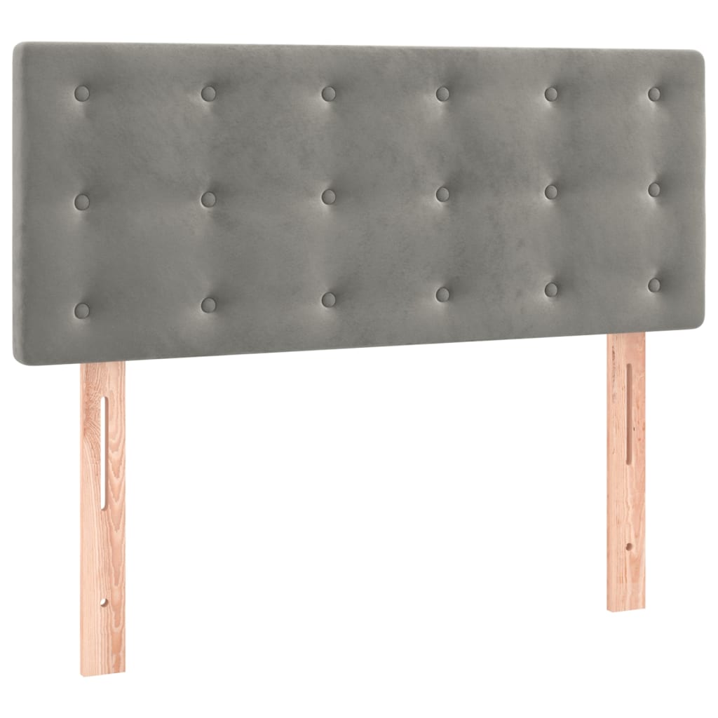 Letto a Molle con Materasso e LED Grigio Chiaro 100x200 cm Velluto | homemem39