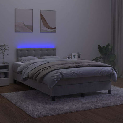 Letto a Molle con Materasso e LED Grigio Chiaro 120x200 cm