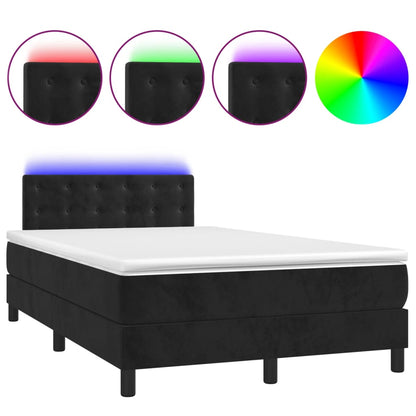 Letto a Molle con Materasso e LED Nero 120x200 cm in Velluto - homemem39