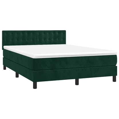 Letto a Molle con Materasso e LED Verde Scuro 140x190cm Velluto | homemem39