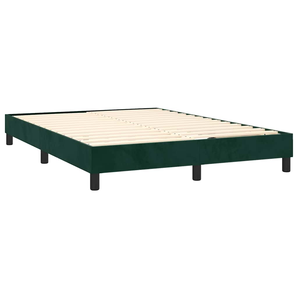Letto a Molle con Materasso e LED Verde Scuro 140x190cm Velluto | homemem39