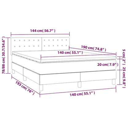 Letto a Molle con Materasso e LED Blu Scuro 140x190 cm | homemem39