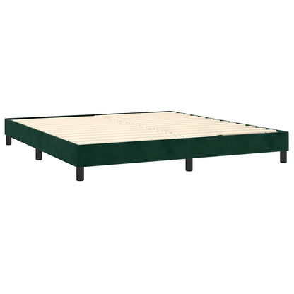 Letto a Molle con Materasso e LED Verde Scuro 160x200cm Velluto | homemem39