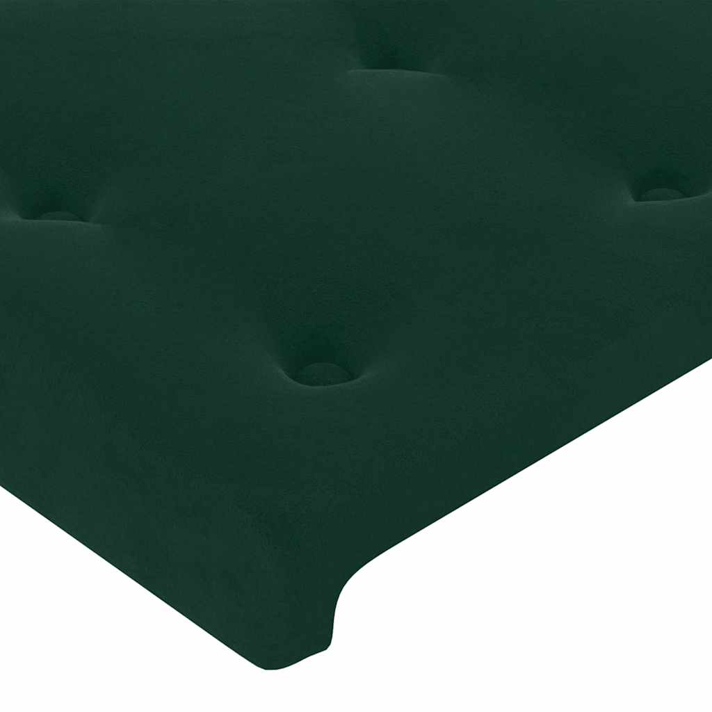 Letto a Molle con Materasso e LED Verde Scuro 160x200cm Velluto