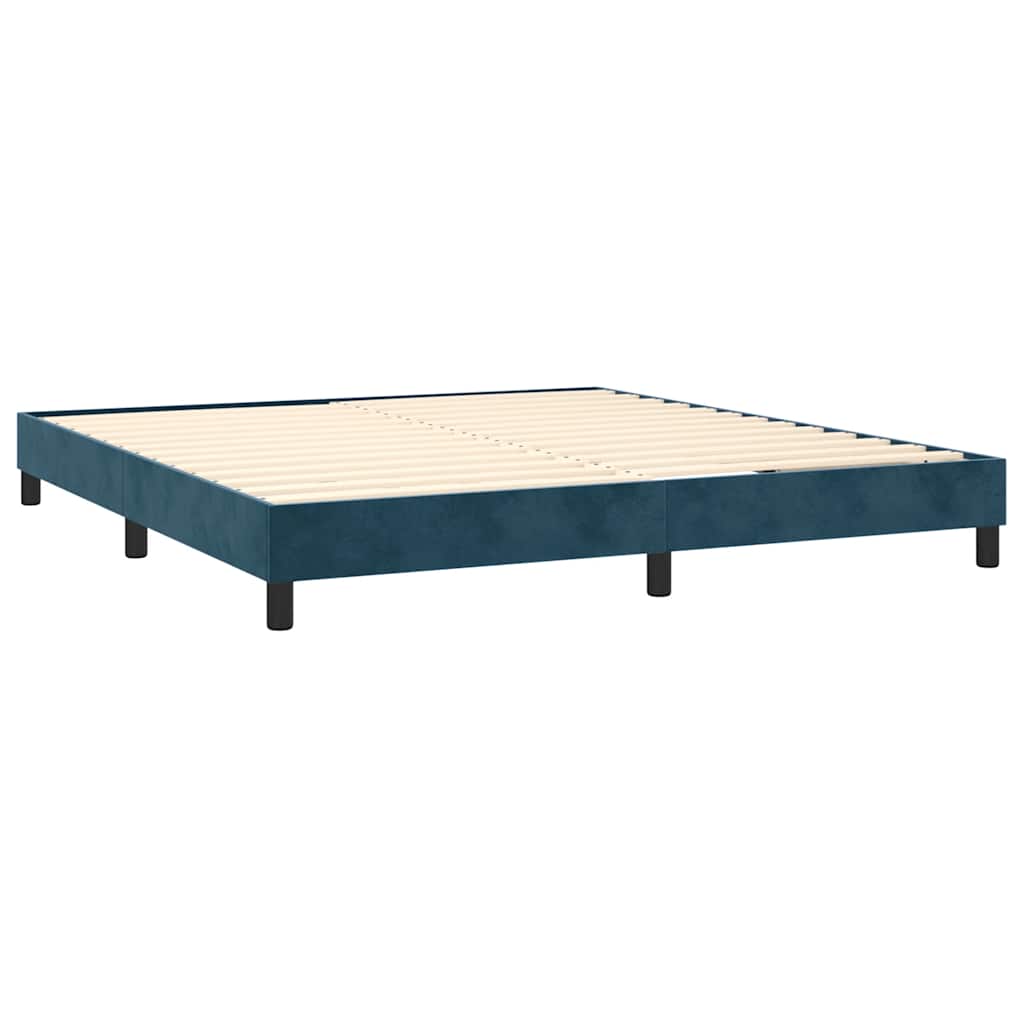 Letto a Molle con Materasso e LED Blu Scuro 160x200 cm | homemem39