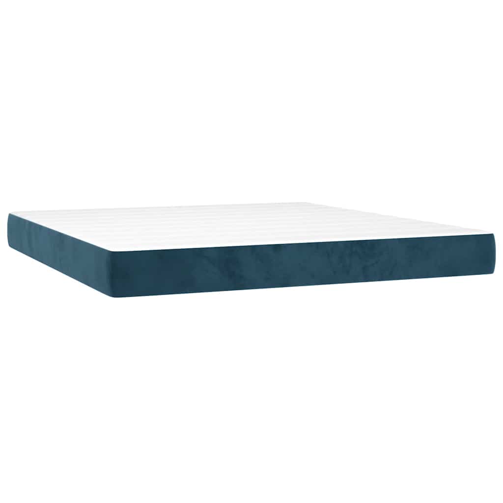 Letto a Molle con Materasso e LED Blu Scuro 160x200 cm | homemem39