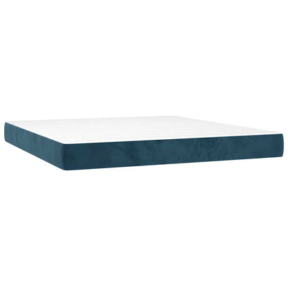 Letto a Molle con Materasso e LED Blu Scuro 160x200 cm | homemem39