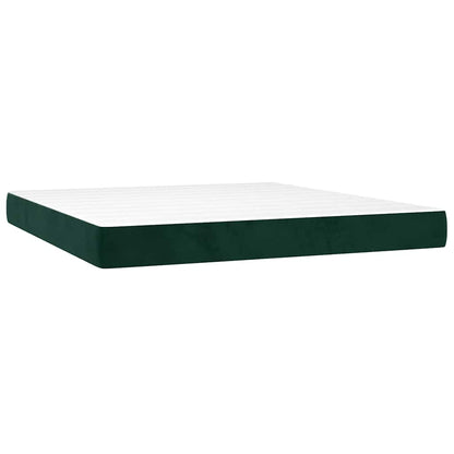Letto a Molle con Materasso e LED Verde Scuro 180x200cm Velluto | homemem39