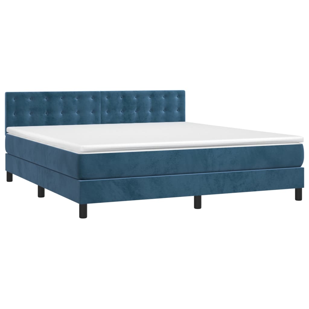 Letto a Molle con Materasso e LED Blu Scuro 180x200 cm - homemem39