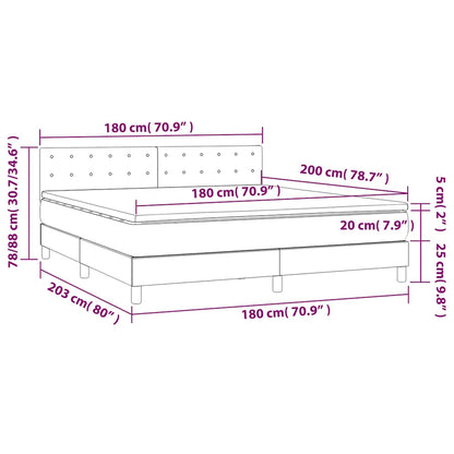 Letto a Molle con Materasso e LED Blu Scuro 180x200 cm | homemem39