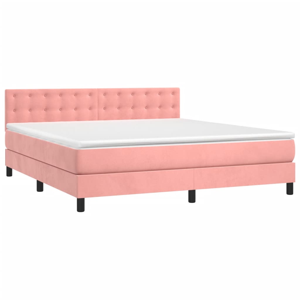 Letto a Molle con Materasso e LED Rosa 180x200 cm in Velluto | homemem39
