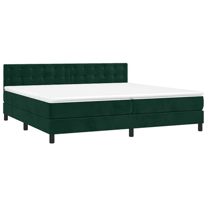 Letto a Molle con Materasso e LED Verde Scuro 200x200cm Velluto | homemem39