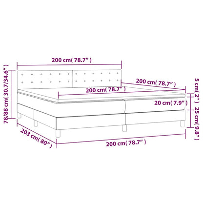 Letto a Molle con Materasso e LED Verde Scuro 200x200cm Velluto