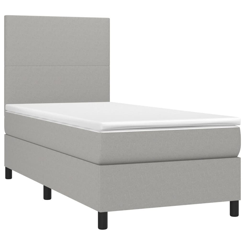 Letto a Molle Materasso e LED Grigio Chiaro 90x200 cm Tessuto - homemem39