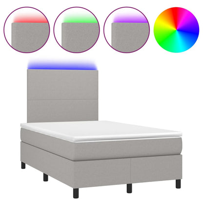 Letto a Molle Materasso e LED Grigio Chiaro 120x200 cm Tessuto - homemem39