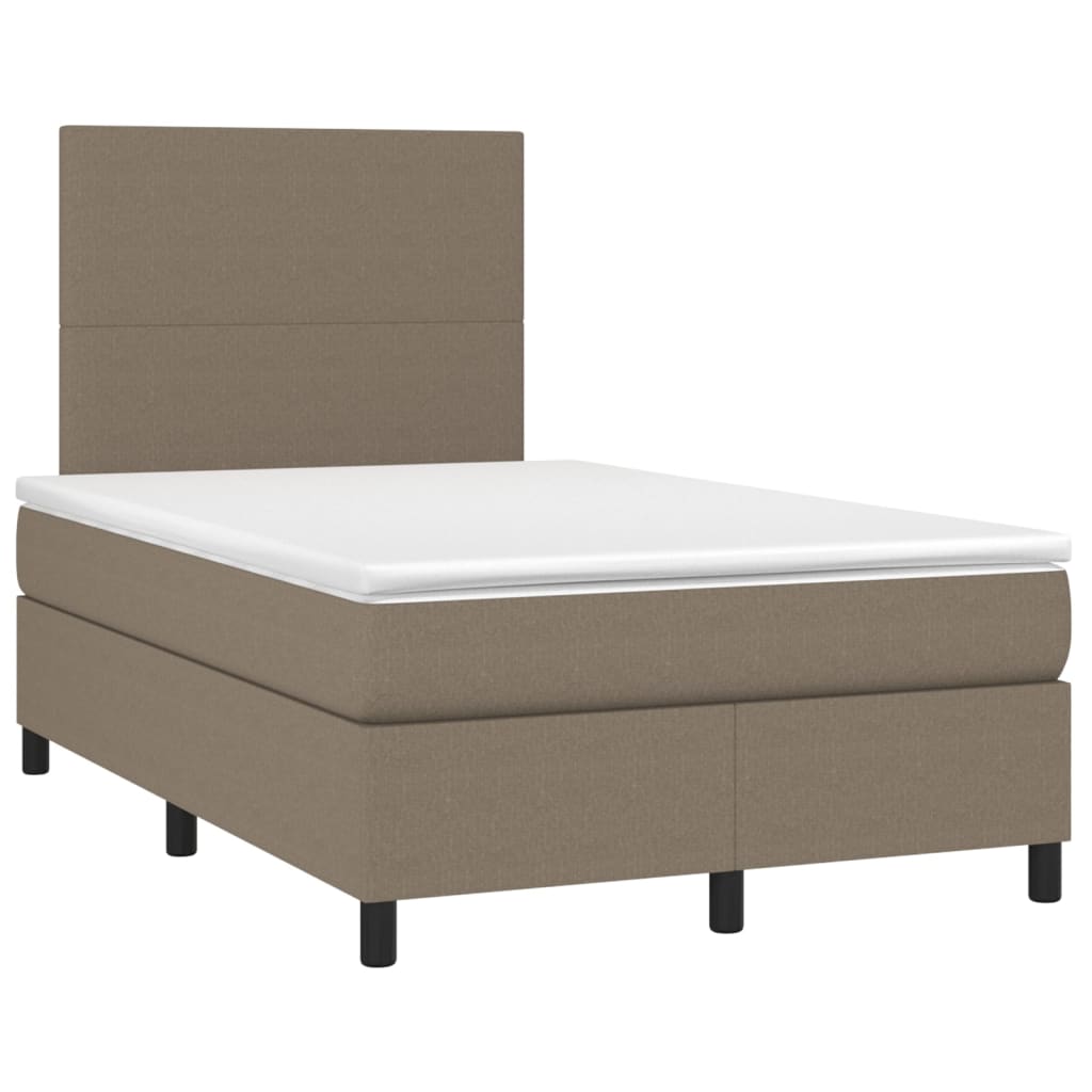 Letto a Molle con Materasso e LED Tortora 120x200cm in Tessuto | homemem39