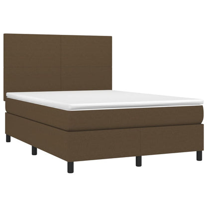 Letto a Molle Materasso e LED MarroneScuro 140x190cm in Tessuto | homemem39