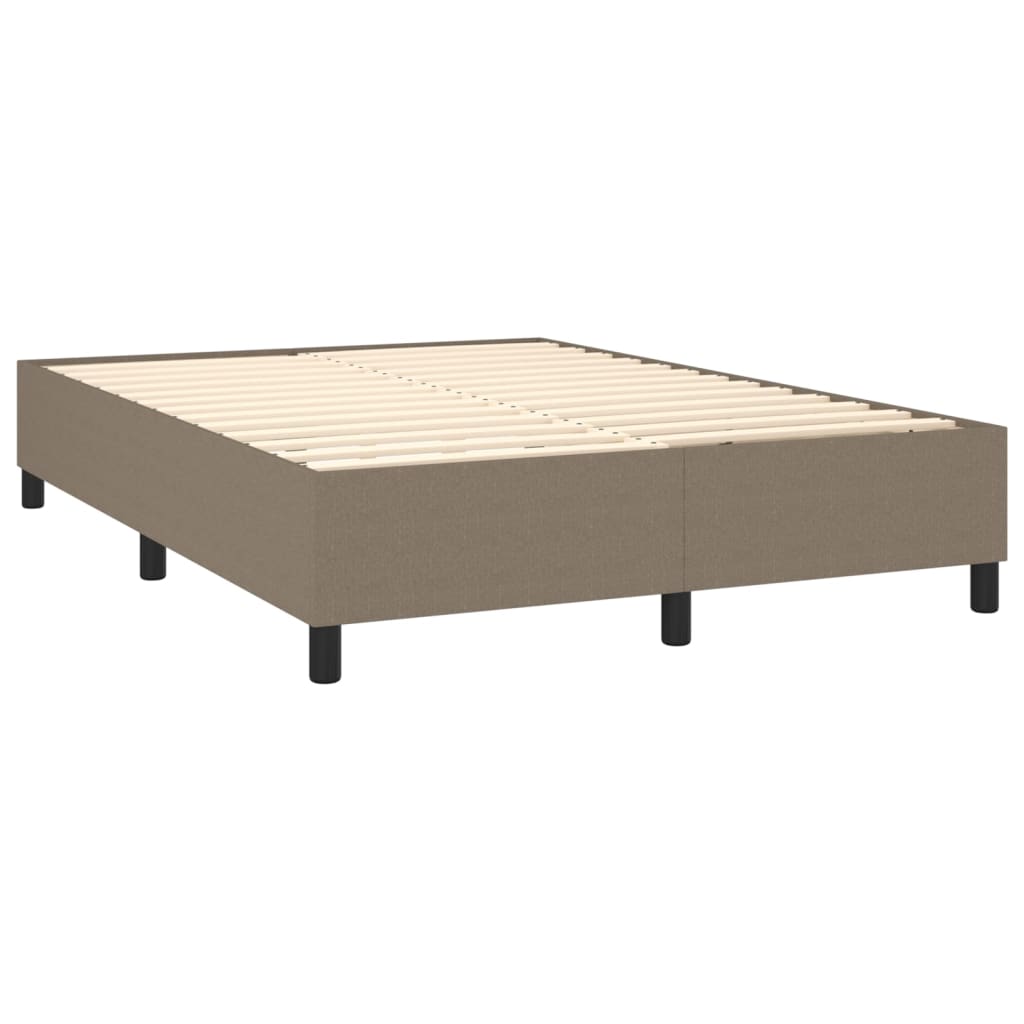Letto a Molle con Materasso e LED Tortora 140x190 cm in Tessuto - homemem39