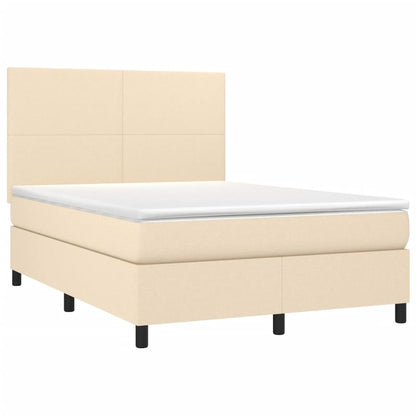 Letto a Molle con Materasso e LED Crema 140x190 cm in Tessuto | homemem39