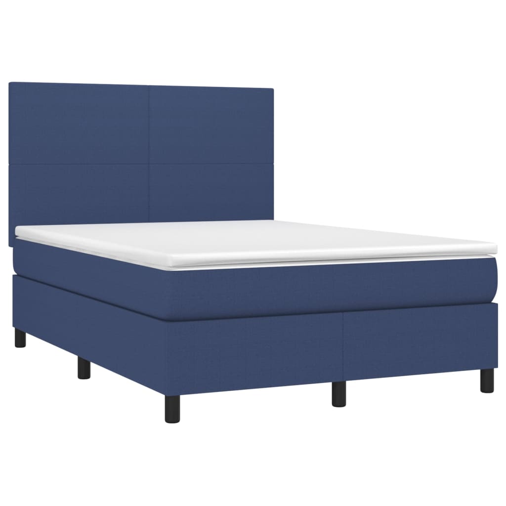 Letto a Molle con Materasso e LED Blu 140x200 cm in Tessuto - homemem39