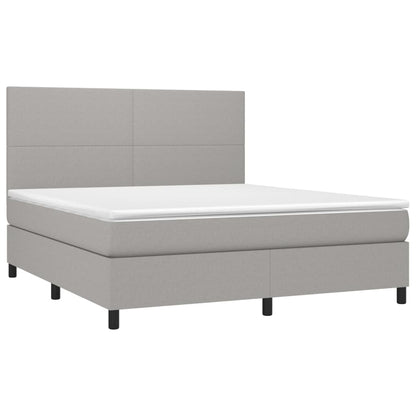 Letto a Molle Materasso e LED Grigio Chiaro 160x200 cm Tessuto - homemem39
