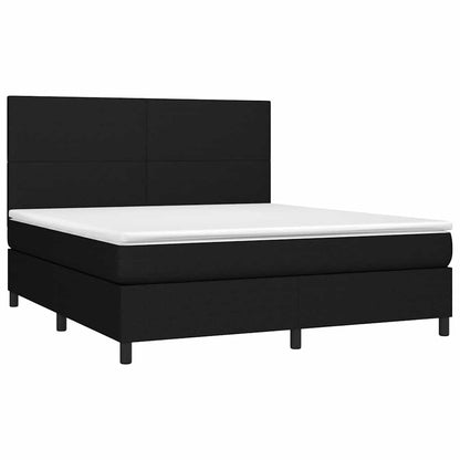 Letto a Molle con Materasso e LED Nero 160x200 cm in Tessuto | homemem39