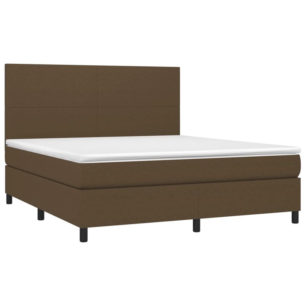 Letto a Molle Materasso e LED Marrone Scuro 160x200 cm Tessuto - homemem39