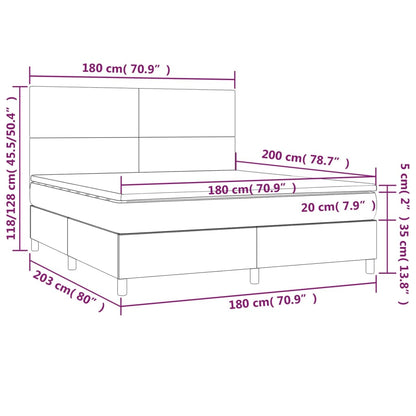 Letto a Molle Materasso e LED MarroneScuro 180x200cm in Tessuto | homemem39