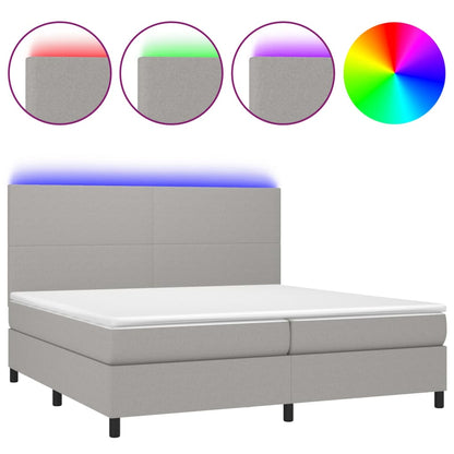Letto a Molle Materasso e LED Grigio Chiaro 200x200 cm Tessuto - homemem39