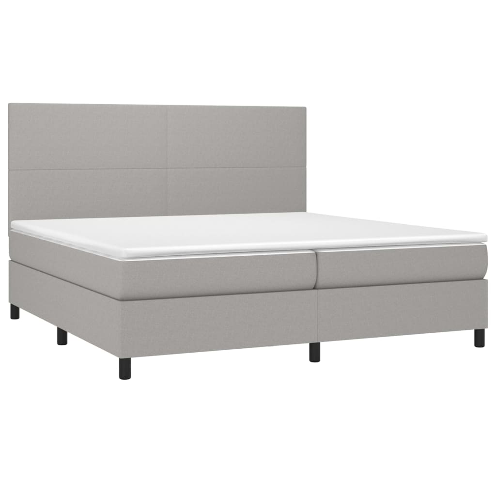 Letto a Molle Materasso e LED Grigio Chiaro 200x200 cm Tessuto - homemem39
