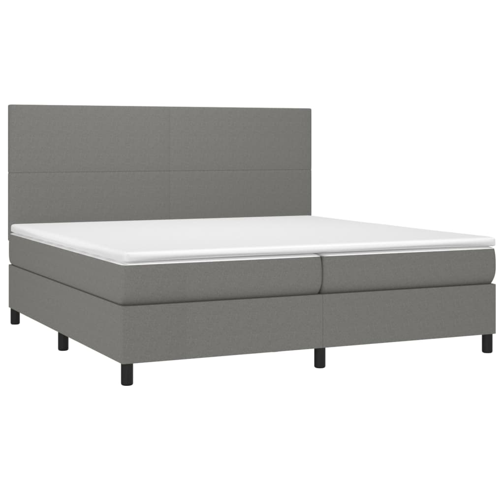 Letto a Molle Materasso e LED Grigio Scuro 200x200cm in Tessuto - homemem39