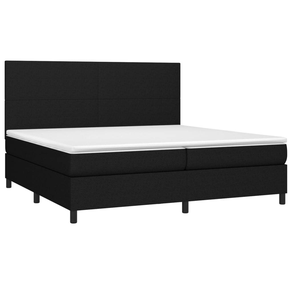 Letto a Molle Materasso e LED Nero 200x200cm in Tessuto - homemem39