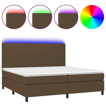 Letto a Molle Materasso e LED Marronescuro 200x200cm in Tessuto - homemem39