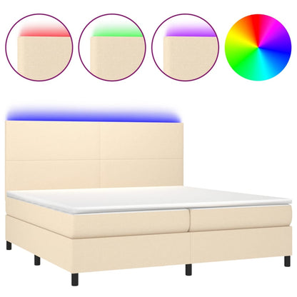 Letto a Molle Materasso e LED bianco 200x200cm in Tessuto - homemem39
