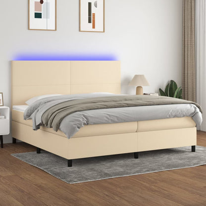 Letto a Molle Materasso e LED bianco 200x200cm in Tessuto - homemem39