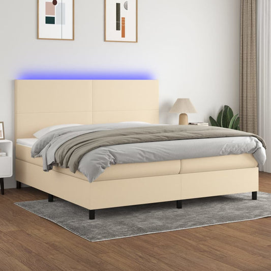 Letto a Molle Materasso e LED bianco 200x200cm in Tessuto - homemem39