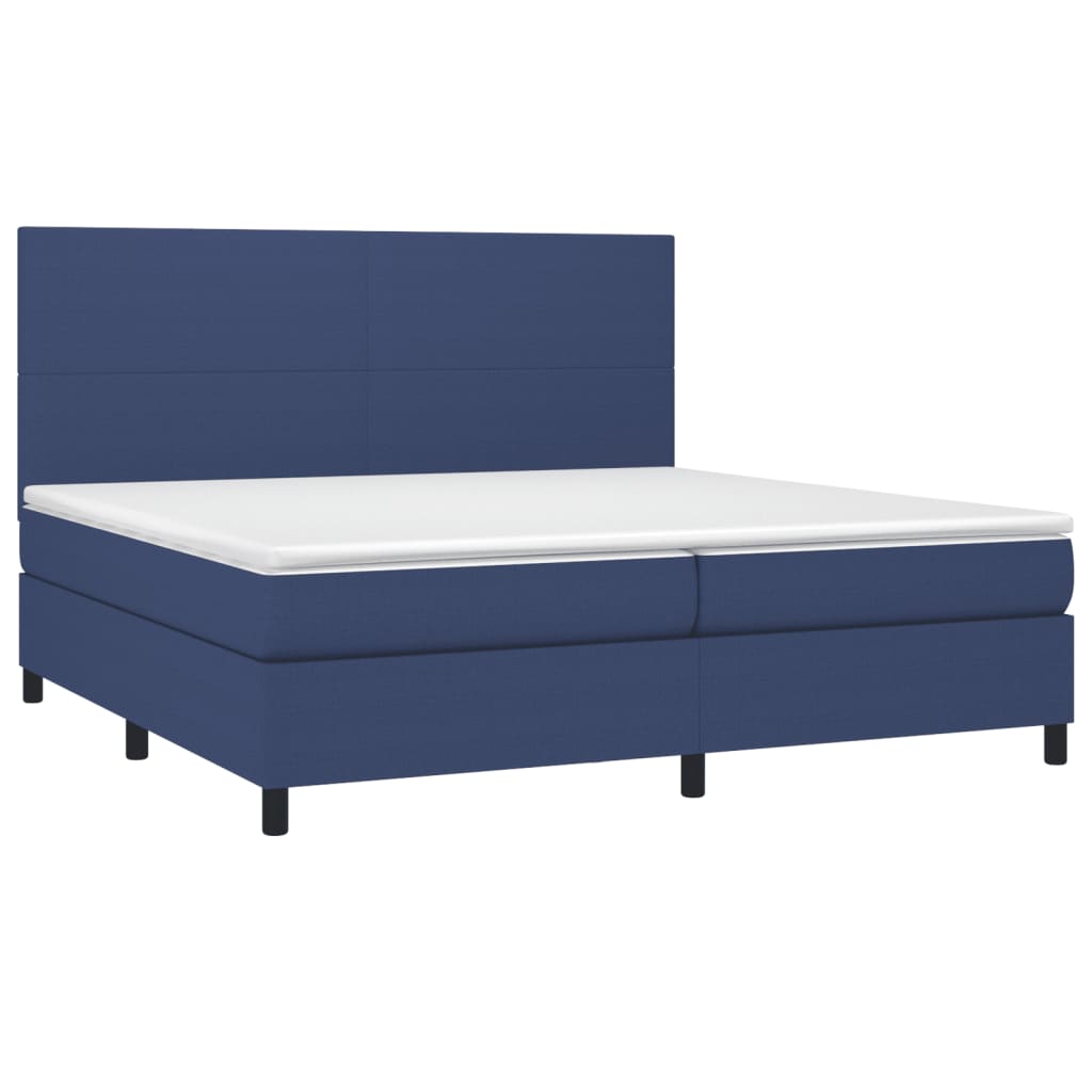 Letto a Molle Materasso e LED Blu 200x200cm in Tessuto - homemem39