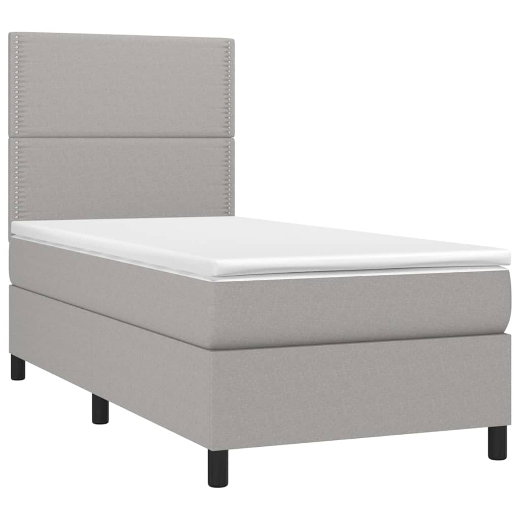 Letto a Molle Materasso e LED Grigio Chiaro 90x190 cm Tessuto | homemem39
