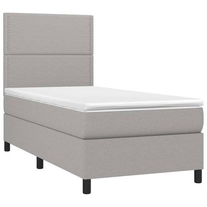 Letto a Molle Materasso e LED Grigio Chiaro 90x200 cm Tessuto - homemem39