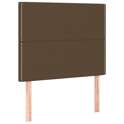 Letto a Molle Materasso e LED Marrone Scuro 90x200cm in Tessuto | homemem39