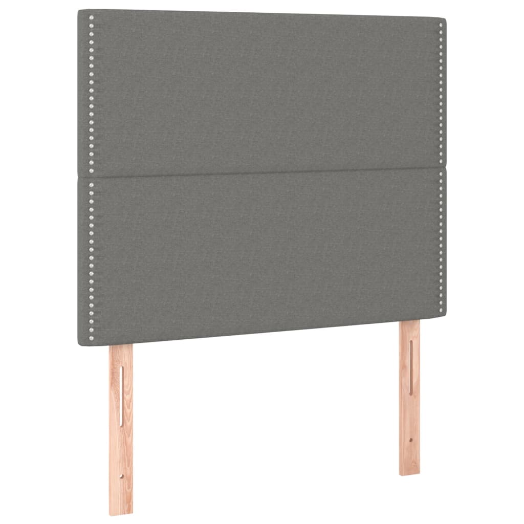 Letto a Molle Materasso e LED Grigio Scuro 100x200cm in Tessuto | homemem39