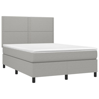 Letto a Molle Materasso e LED Grigio Chiaro 140x190 cm Tessuto | homemem39