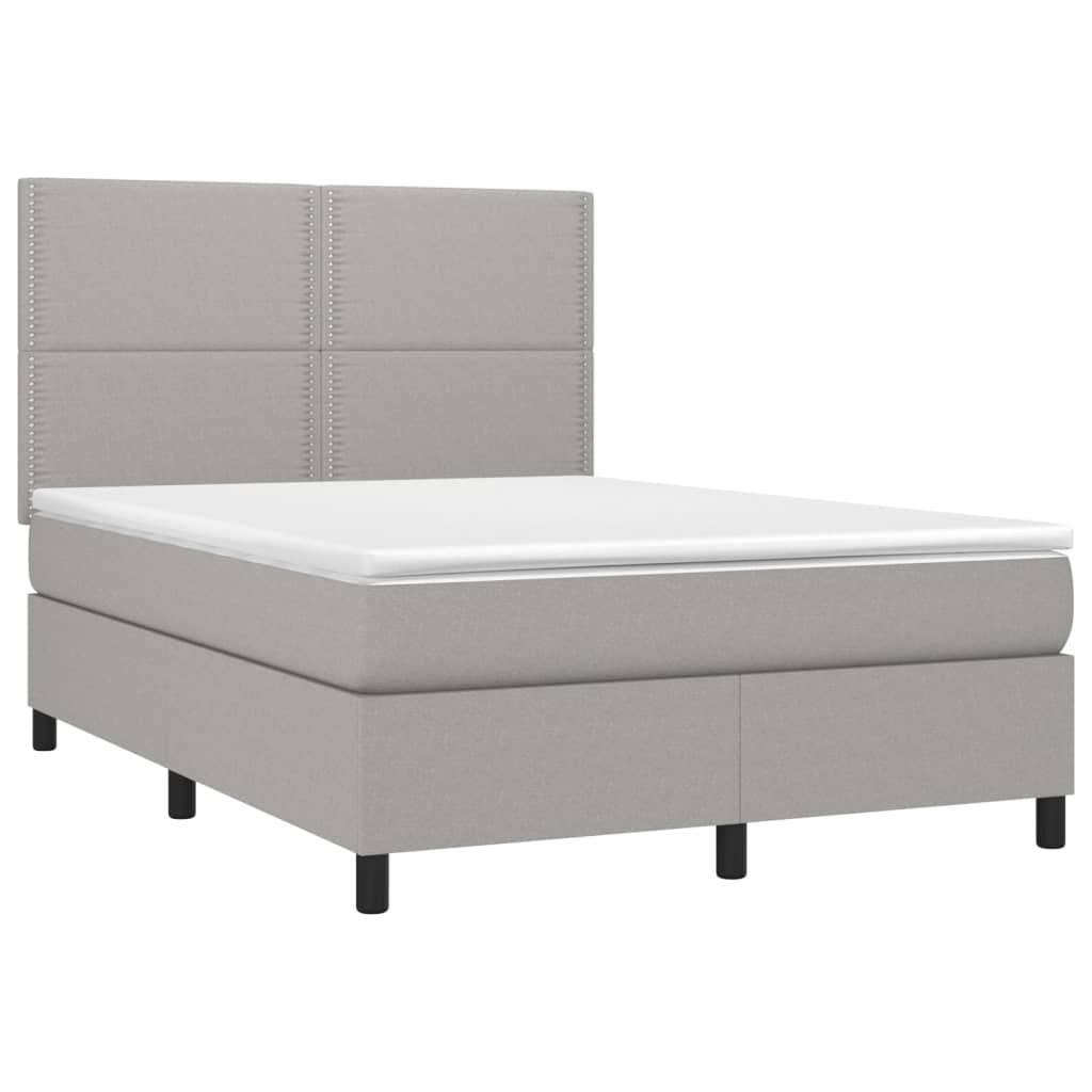 Letto a Molle Materasso e LED Grigio Chiaro 140x200 cm Tessuto | homemem39