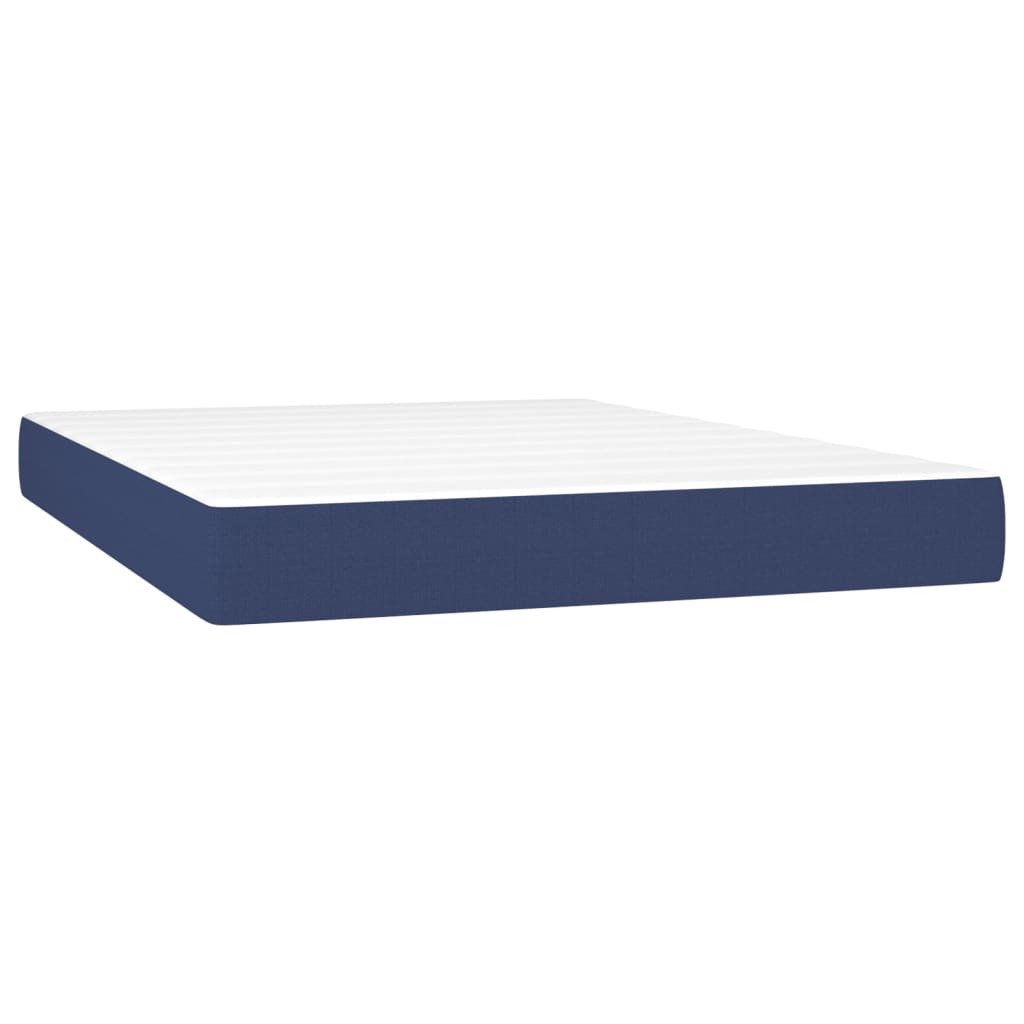 Letto a Molle con Materasso e LED Blu 140x200 cm in Tessuto | homemem39