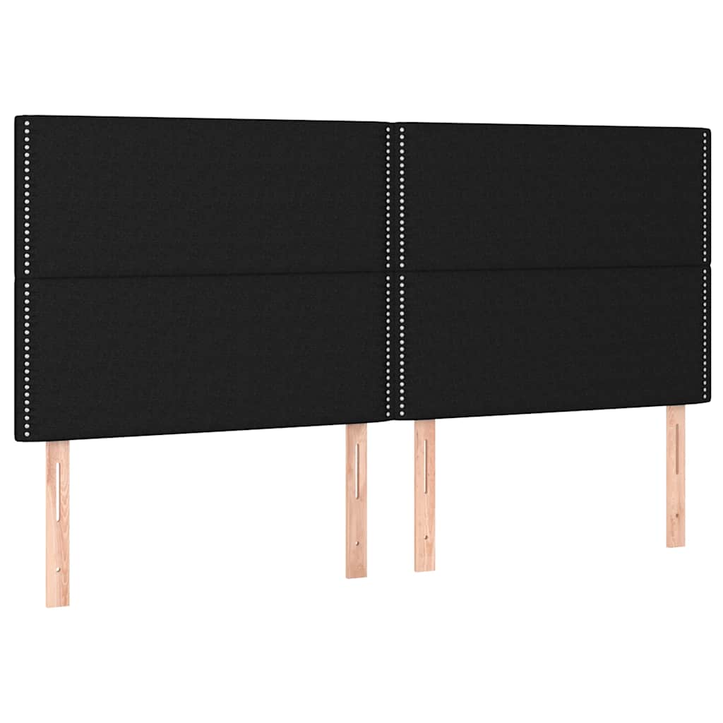 Letto a Molle con Materasso e LED Nero 160x200 cm in Tessuto | homemem39