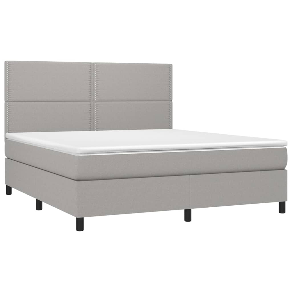 Letto a Molle Materasso e LED Grigio Chiaro 180x200 cm Tessuto - homemem39