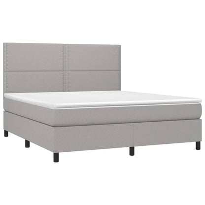 Letto a Molle Materasso e LED Grigio Chiaro 180x200 cm Tessuto - homemem39