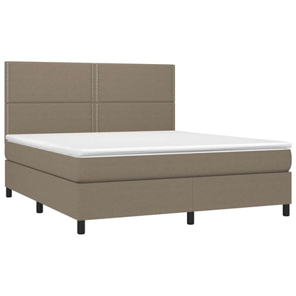 Letto a Molle con Materasso e LED Tortora 180x200 cm in Tessuto | homemem39