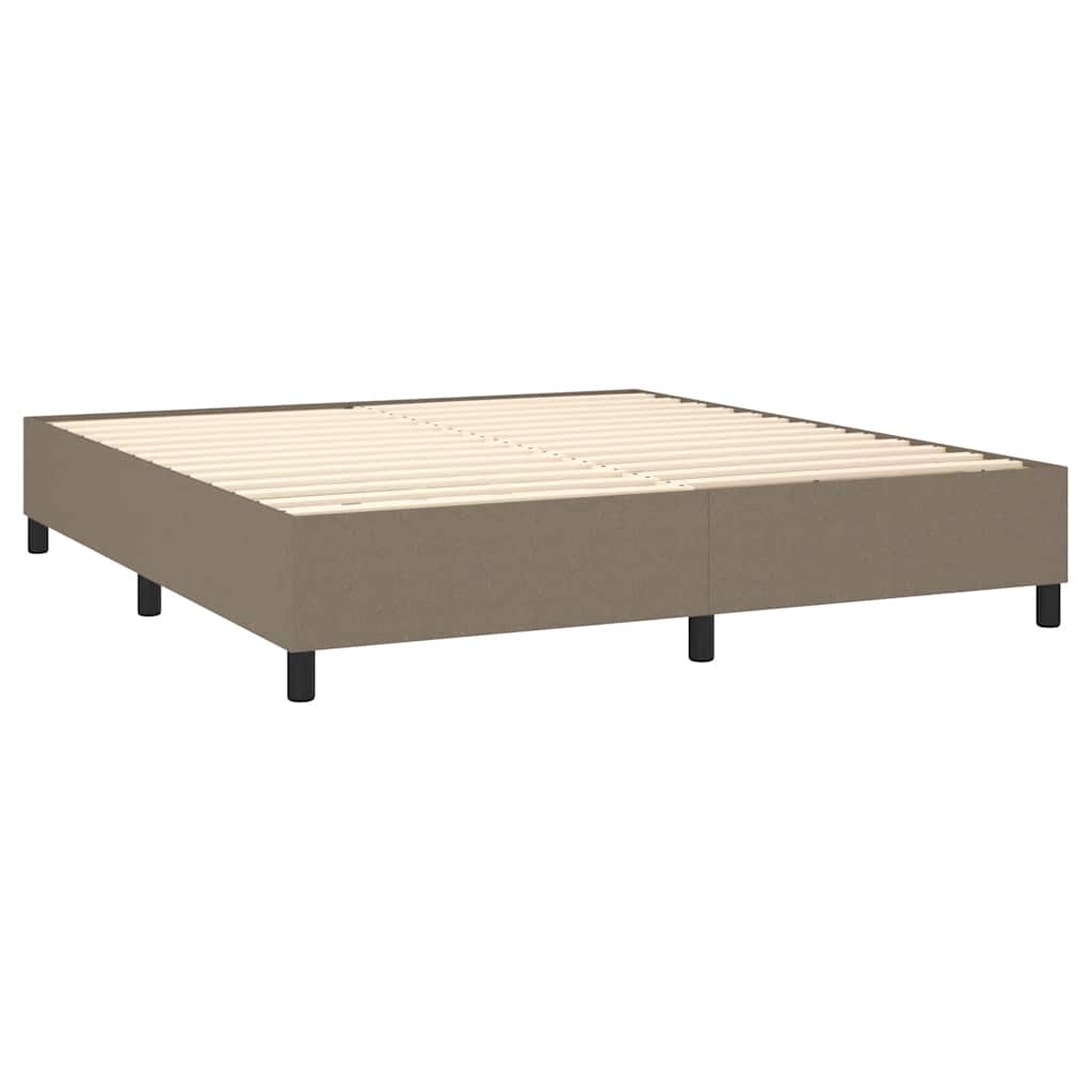 Letto a Molle con Materasso e LED Tortora 180x200 cm in Tessuto | homemem39