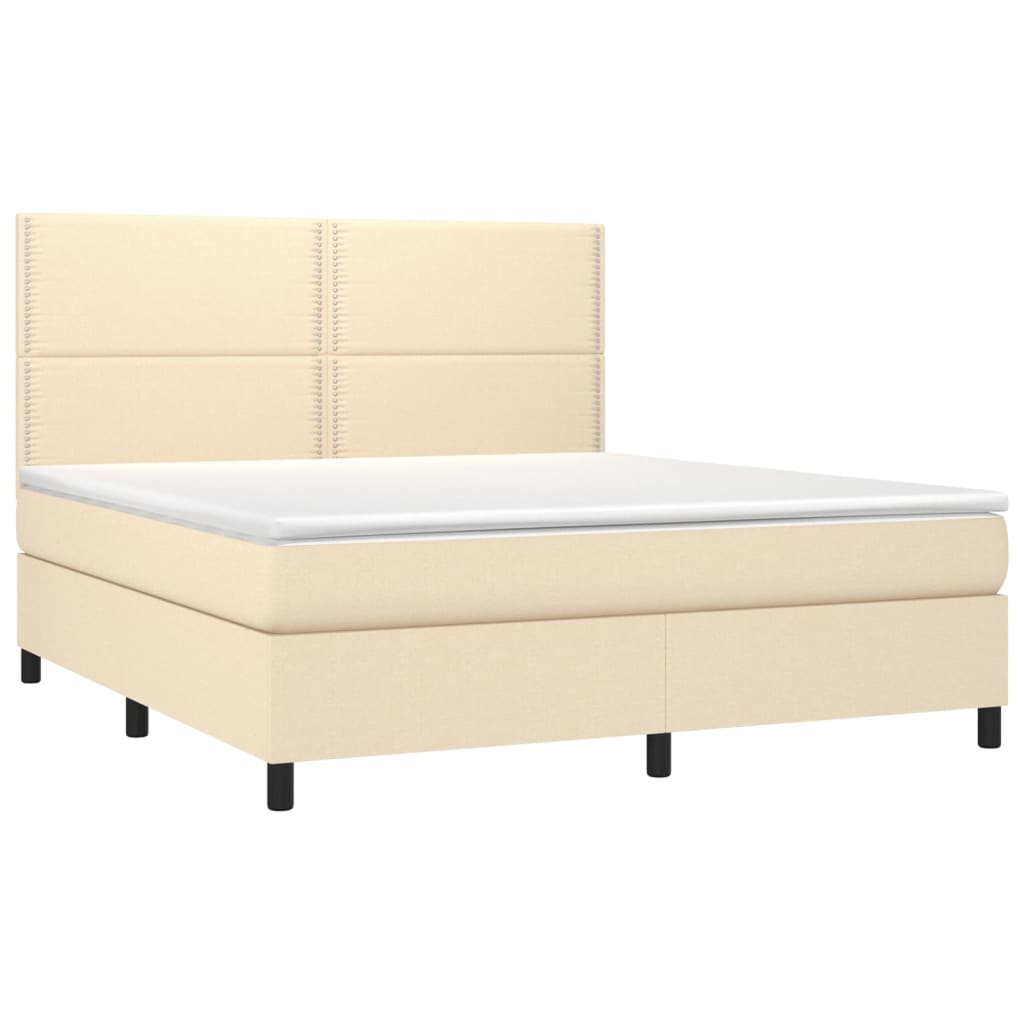 Letto a Molle con Materasso e LED Crema 180x200 cm in Tessuto - homemem39